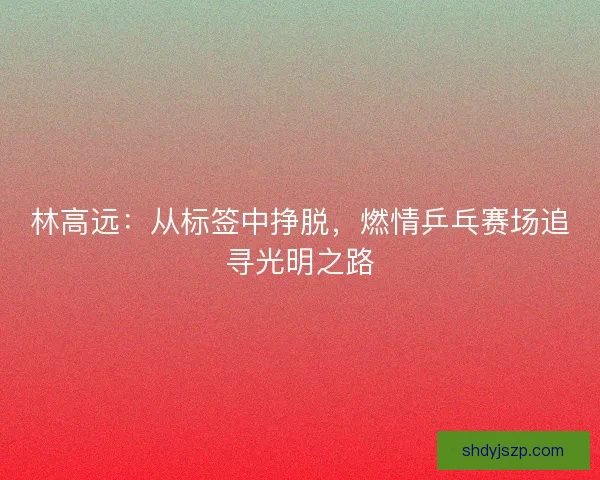 林高远:从标签中挣脱,燃情乒乓赛场追寻光明之路 林高远:从标签中挣脱,燃情乒乓赛场追寻光明之路