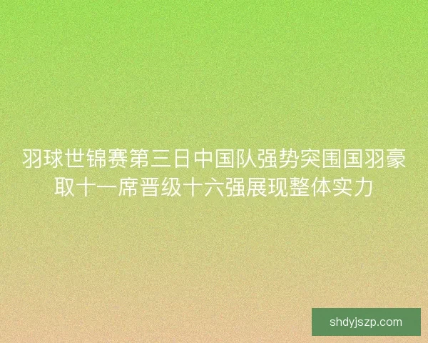 羽球世锦赛第三日中国队强势突围国羽豪取十一席晋级十六强展现整体实力 羽球世锦赛第三日中国队强势突围国羽豪取十一席晋级十六强展现整体实力